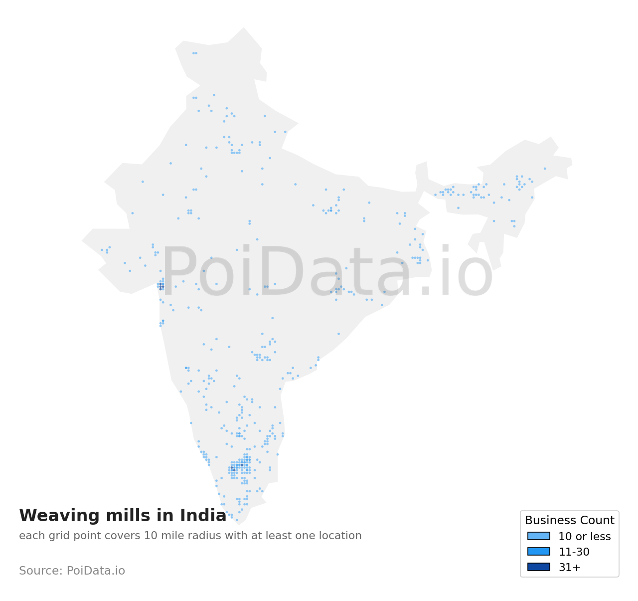 Weaving mill density map for India