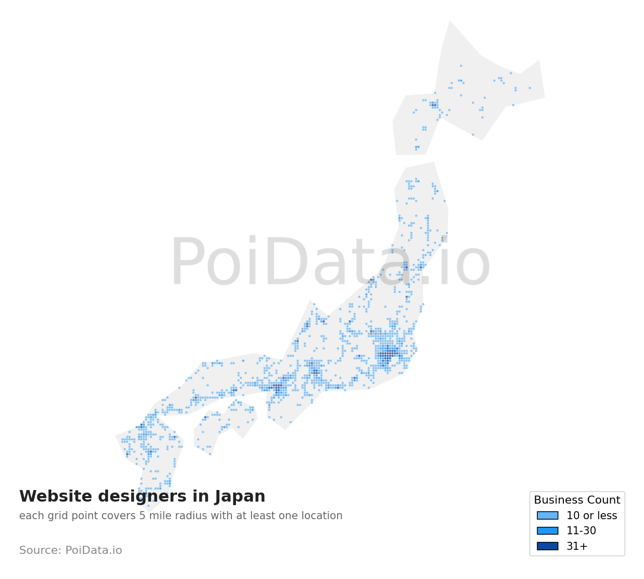 Website designer density map for Japan