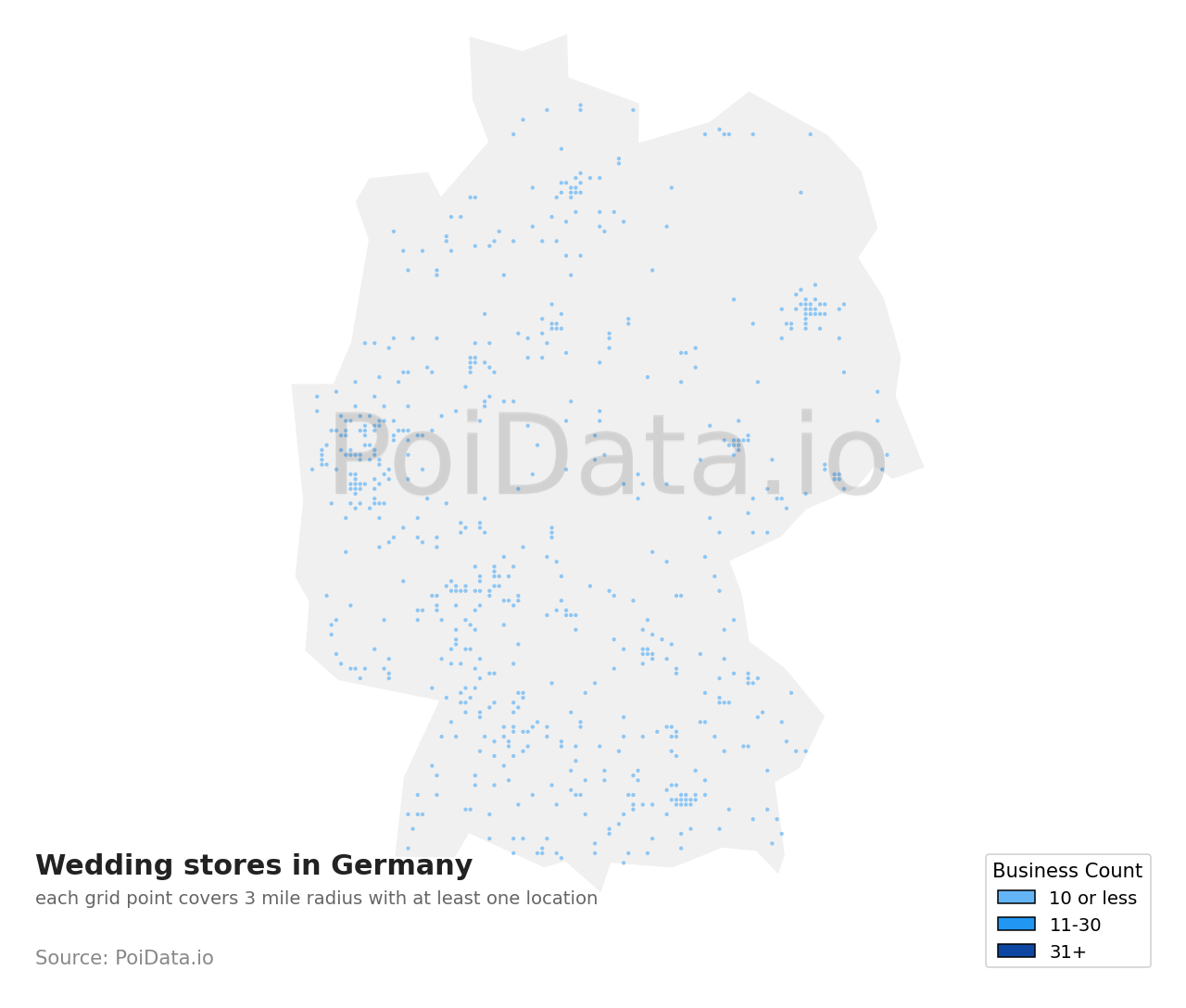 Wedding store density map for Germany