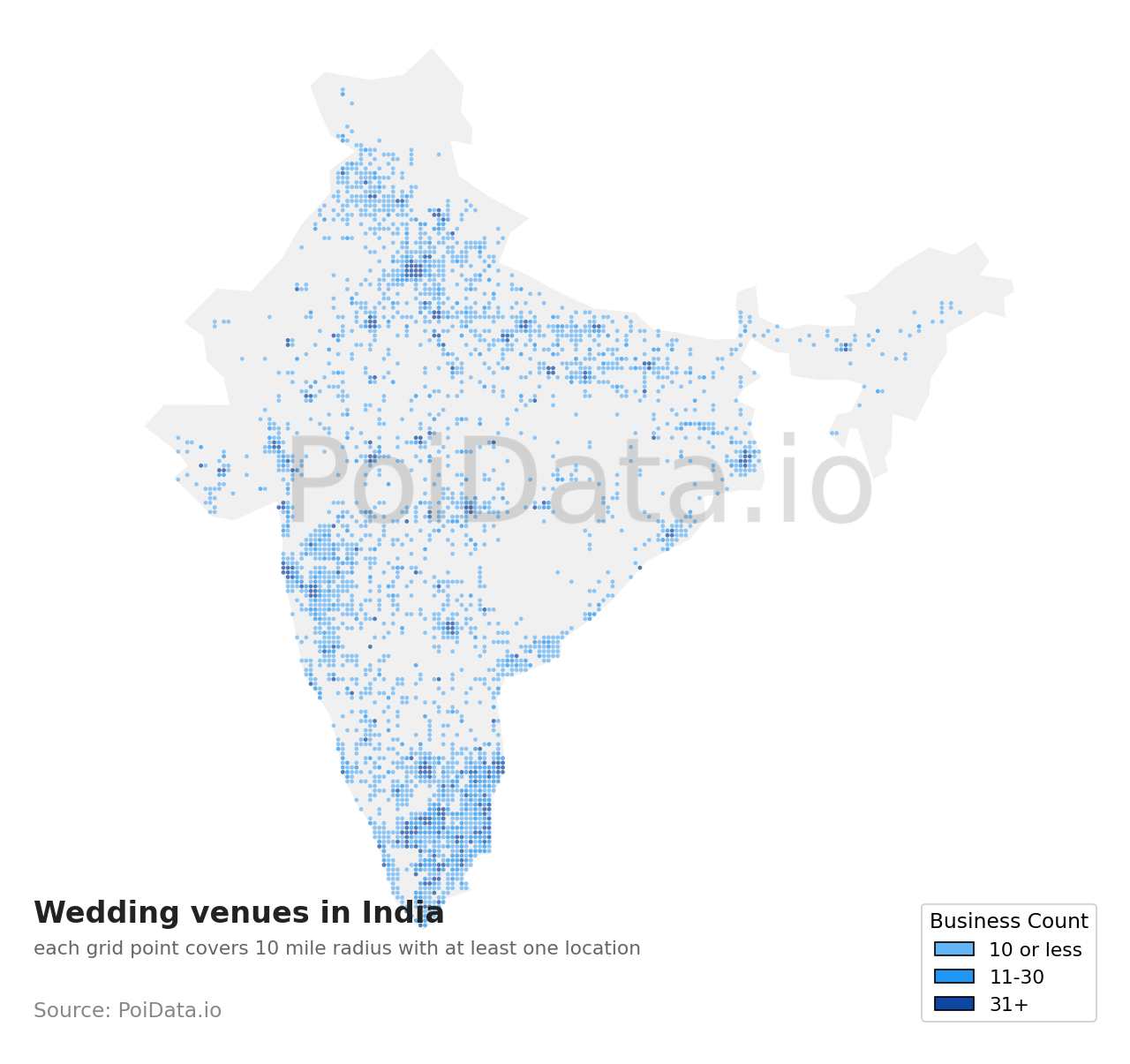 Wedding venue density map for India
