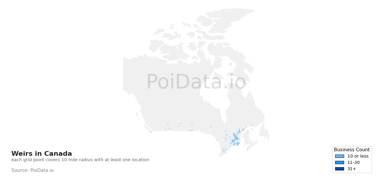 Weir density map for Canada