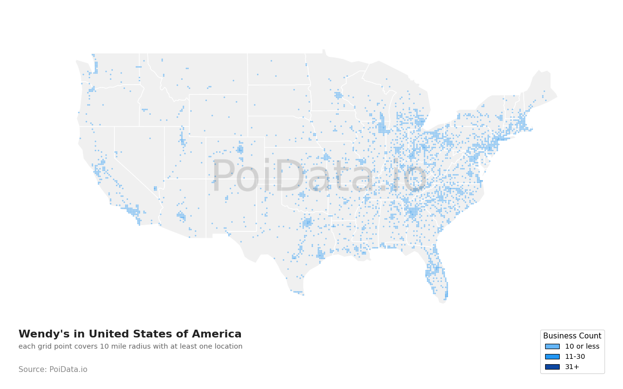 Wendy's density map for United States