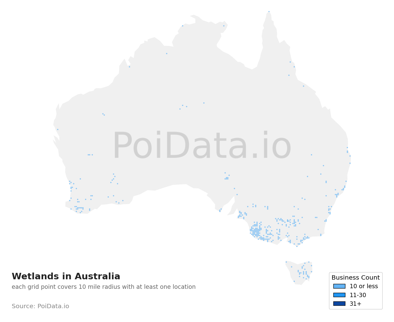Wetland density map for Australia