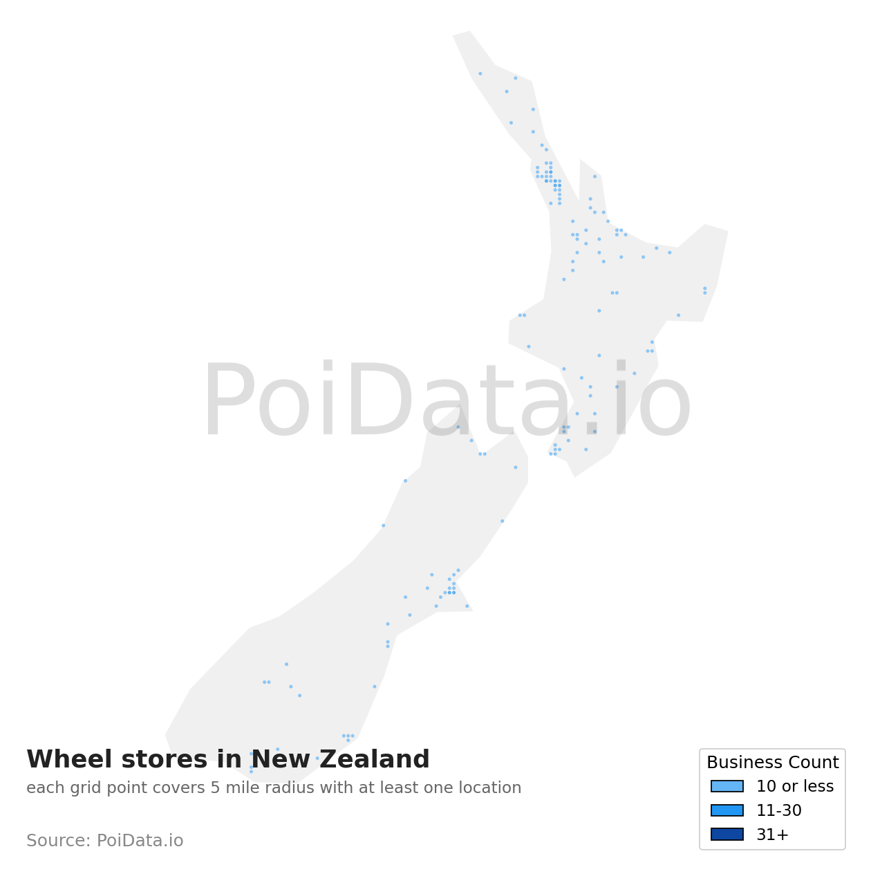 Wheel store density map for New Zealand