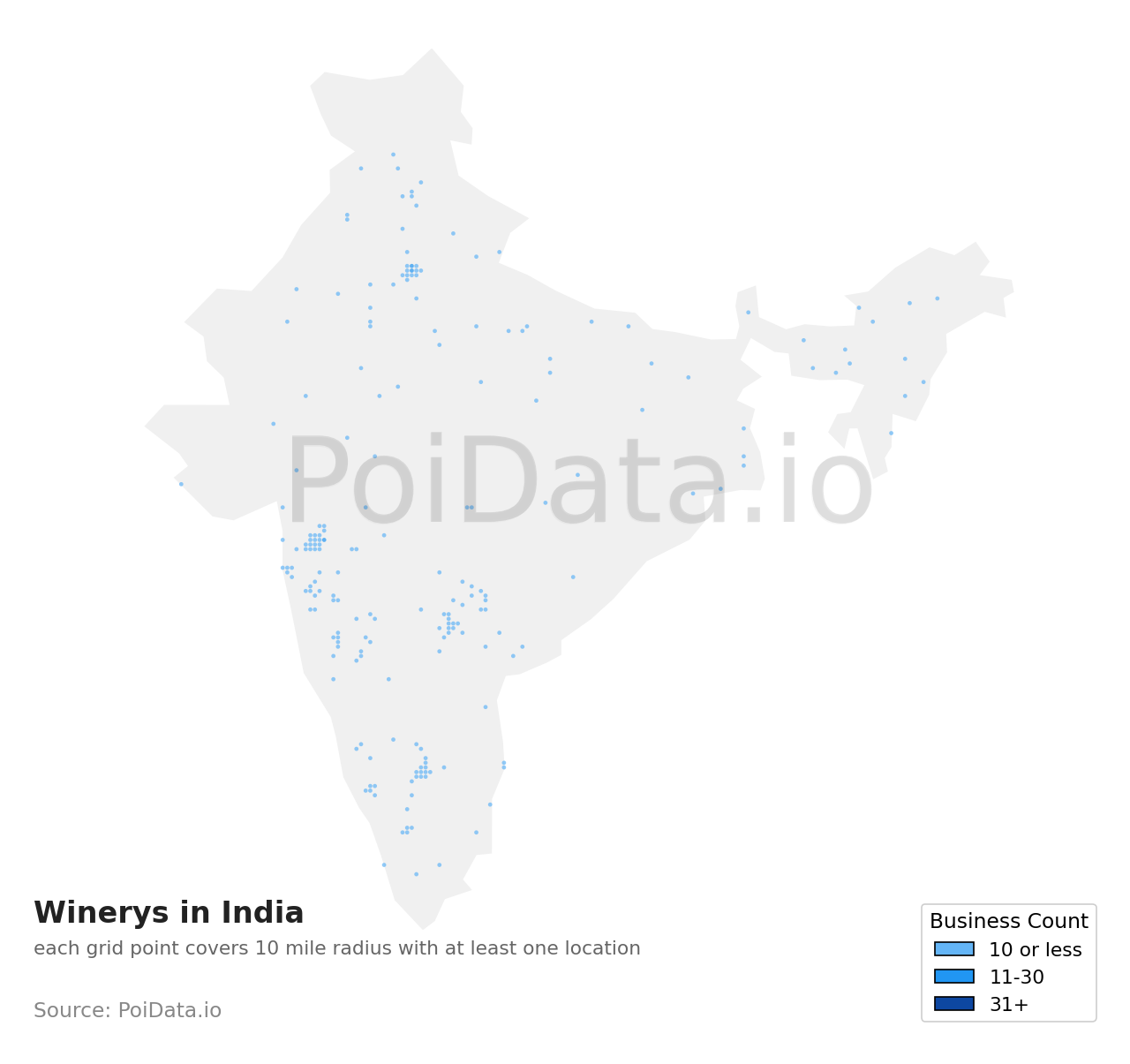 Winery density map for India