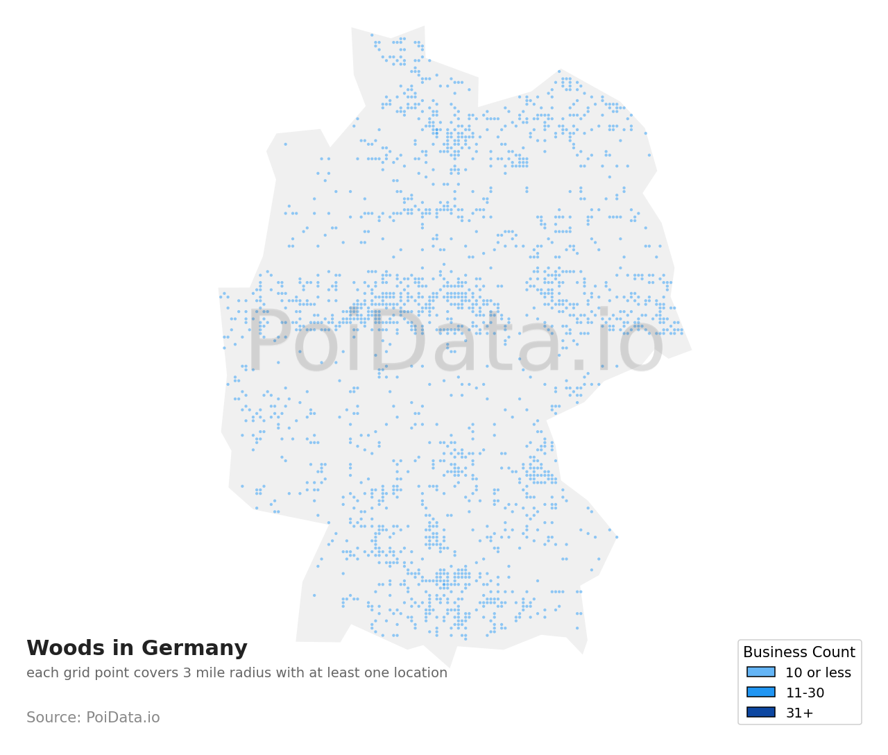 Woods density map for Germany