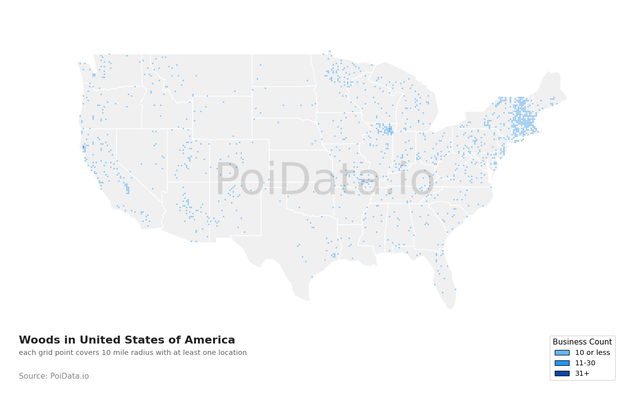 Woods density map for United States