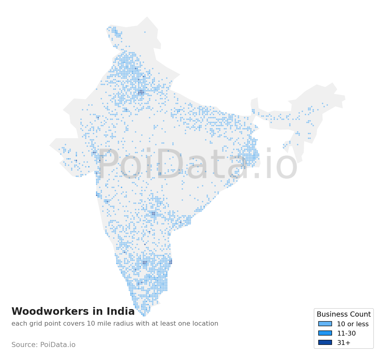 Woodworker density map for India