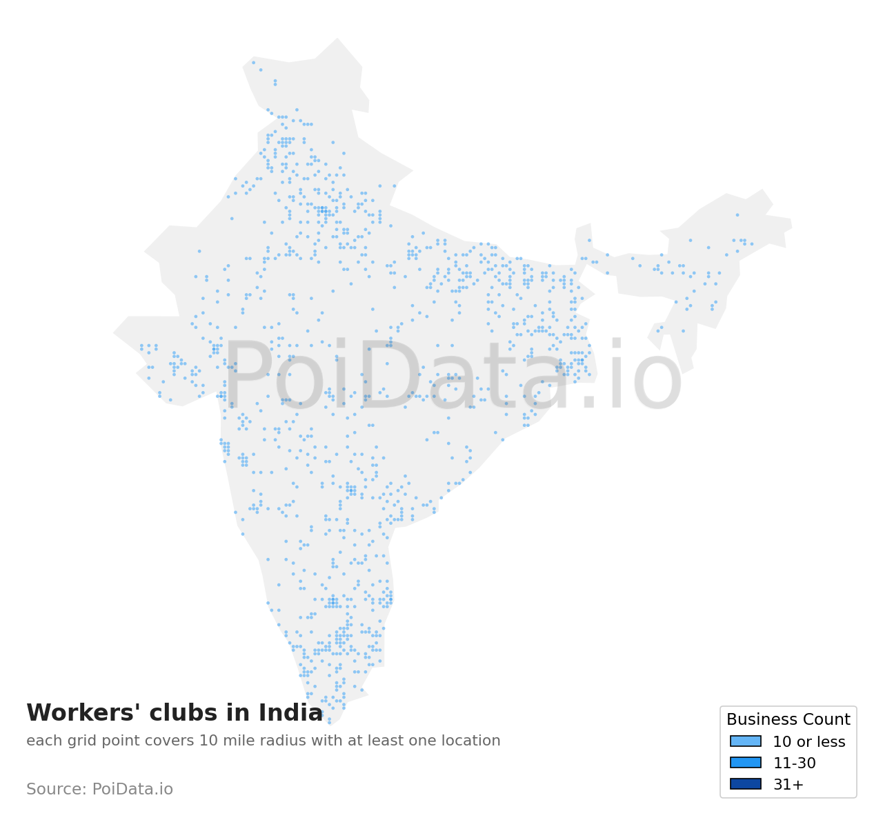 Workers' club density map for India