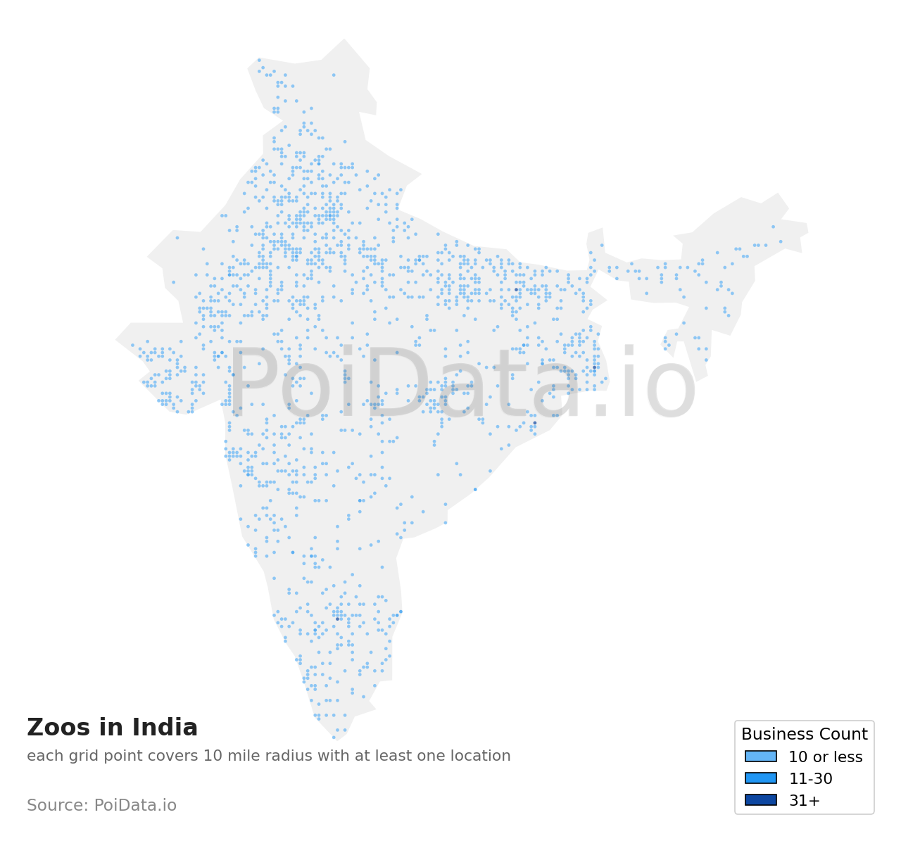 Zoo density map for India