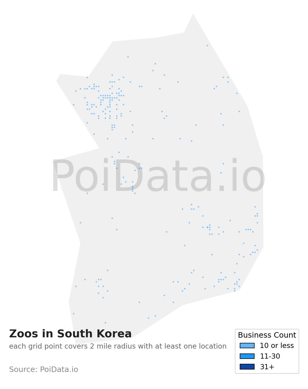 Zoo density map for South Korea